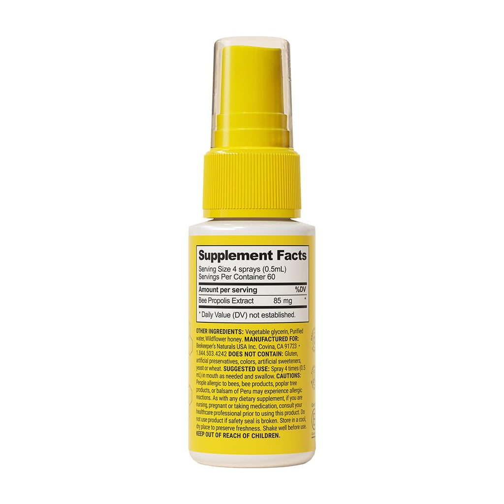 Propolis Throat Spray by Beekeepers Naturals - 95% Bee Propolis Extract, Natural Immune Support & Sore Throat Relief - Antioxid