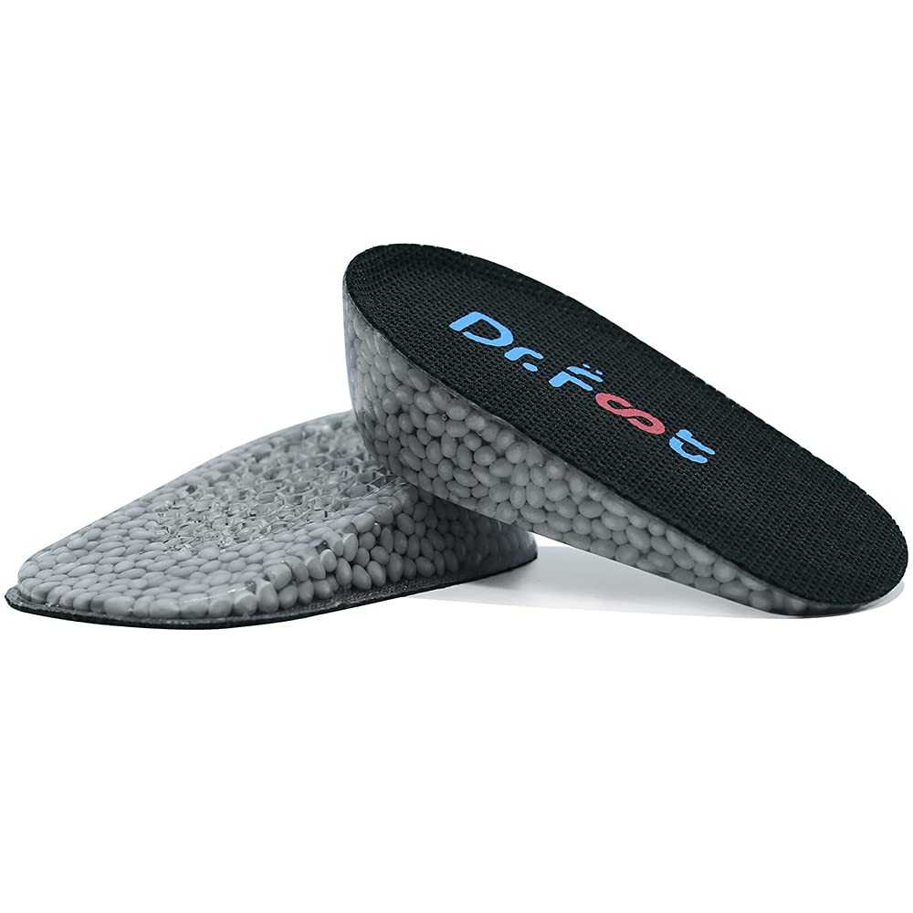 Dr. Foots Height Increase Insoles, Heel Cushion Inserts, Heel Lift Inserts for Leg Length Discrepancies (1.4 Height, Black)