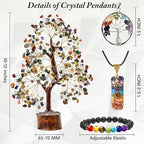 7 Chakra Healing Crystal Tree of Life, Handmade Golden Wire Crystal Tree for Good Luck, Positive Energy, Wealth, Reiki Healing,