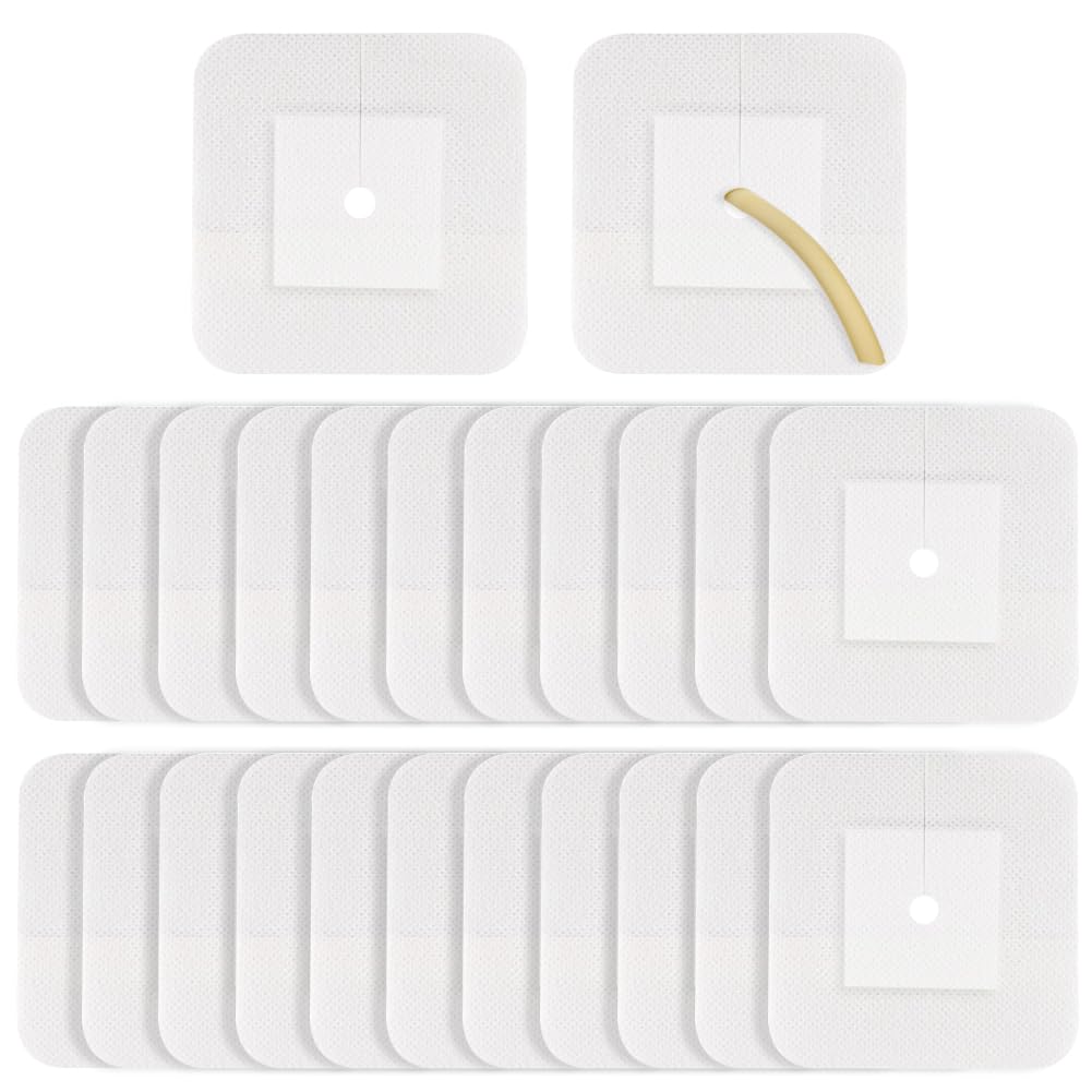 40 Pcs Feeding Tube Covers G Peg Tube Holder Split Drain Adhesive Bandages for Dialysis Catheter 4 x 4 Island Dressing Bordered 