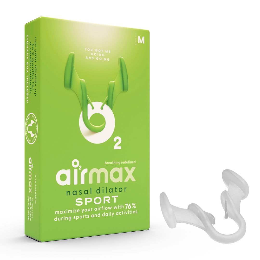 Airmax Sport Nasal Dilator - Breathing aids for Working Out - Medium - Vacation Essentials - Fitness, Running, Pilates - Gym Equ