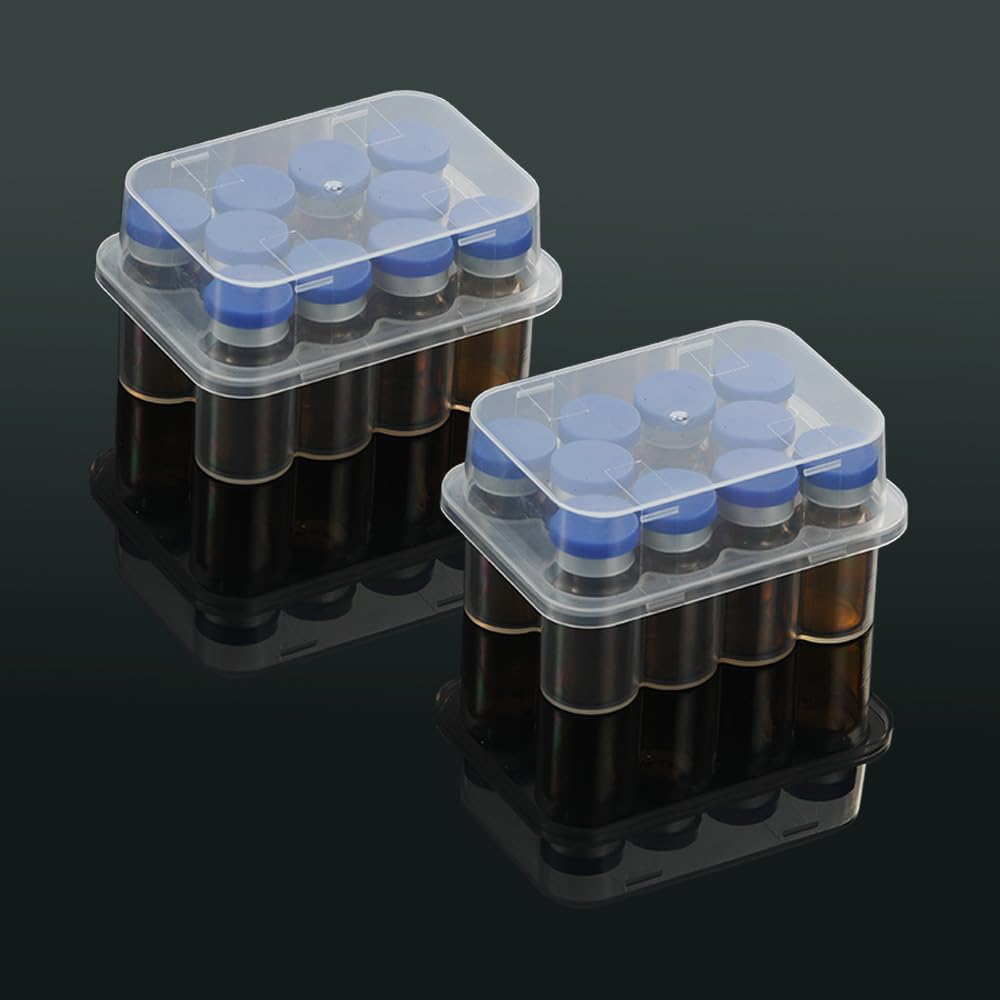 2-Pack Peptide Case for Fridge, 3 mL Vial Holder for Refrigerator, 10-Slot Insulin & Peptide Holder Each, 20 Slots Total, Semi-T