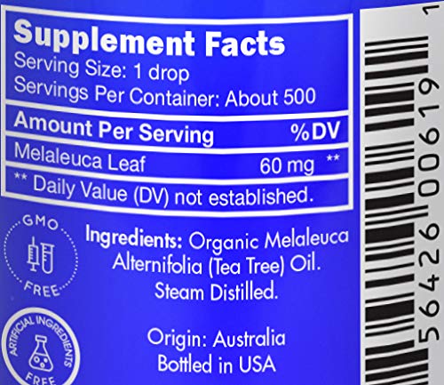 Organic, Tea Tree, Melaleuca, Oil, Food Grade - 100% Pure, Tea Tree Essential Oil, by Zongle Therapeutics, 1 OZ