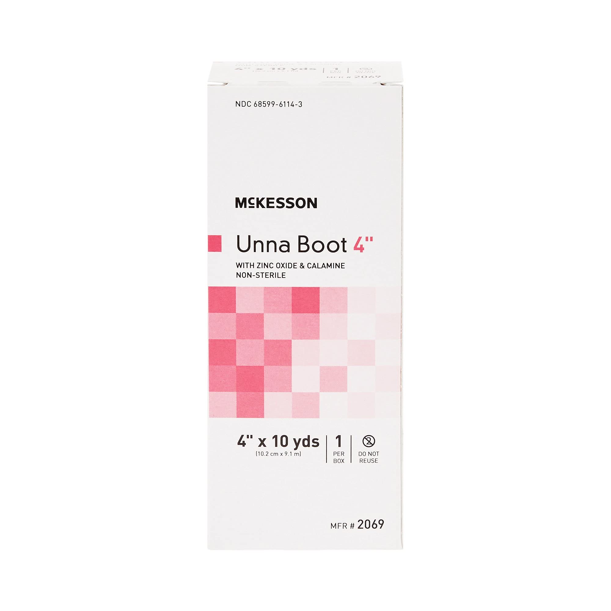 McKesson Unna Boot with Zinc Oxide and Calamine, Non-Sterile, 4 in x 10 yd, 1 Roll, 12 Packs, 12 Total