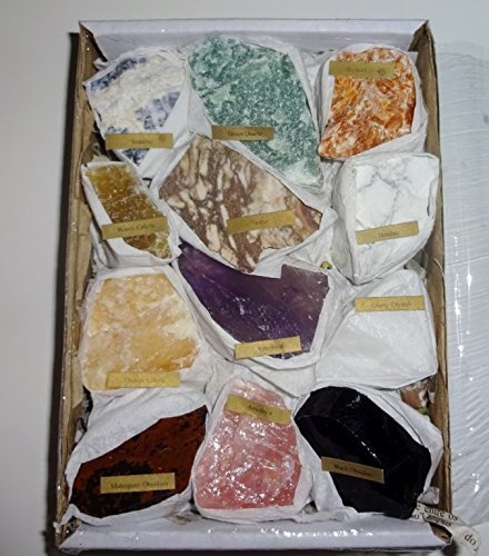 Sublime Gifts 12pc Premium Quality Rough Crystal Healing Gemstone Raw Metaphysical Mineral Stone Collection & Gift Box Set