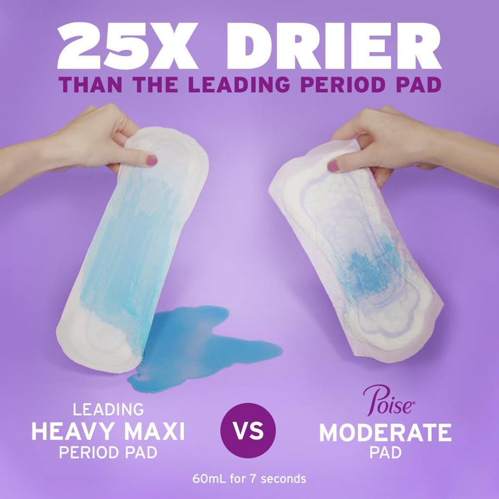 Poise Incontinence Pads & Postpartum Incontinence Pads, 3 Drop Light Absorbency, Regular Length, 54 Count, Packaging May Vary