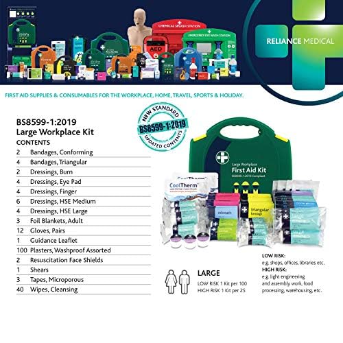 Reliance Medical Large Workplace First Aid Kit (for Ref 348) with Medical Essencials Like Bandages, Dressings, Plasters, Cleanin