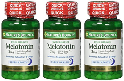 Natures Bounty Melatonin 3 Mg Quick Dissolve Tablets 240 Count (Pack of 3)
