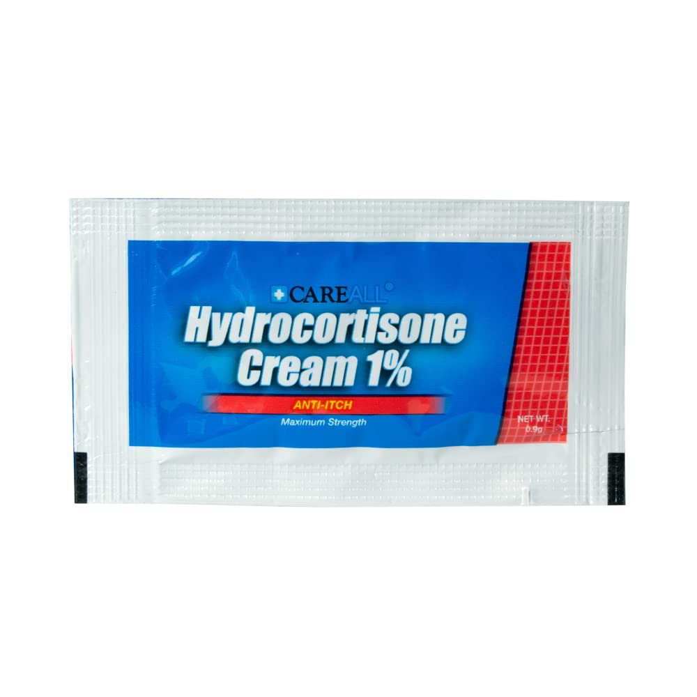 CareAll Hydrocortisone Cream 1% (144 Pack), 0.9gr Foil Packet, Maximum Strength Relieves Itching and Redness, Compare to Ingredi
