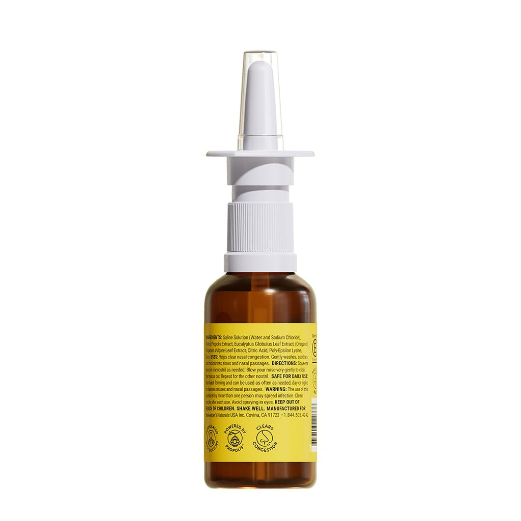 Beekeepers Naturals Propolis Nasal Rinse Spray Max, Relief for Adults w/Eucalyptus, Oregano & Saline, Clears Nasal Congestion,