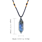 Runyangshi Labradorite Healing Crystal Pendants, Double Pointed Natural Crystal Quartz Necklace 6 Faceted Chakra Crystal Wand St