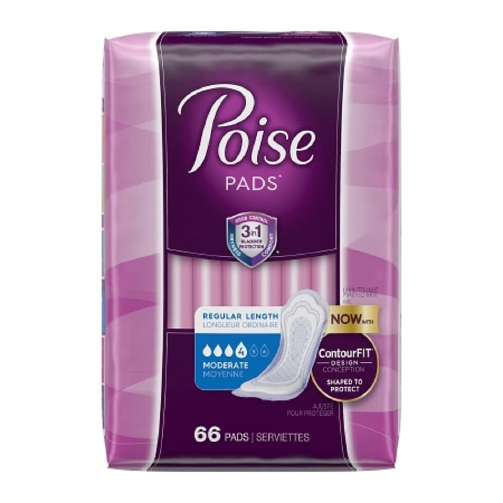 Poise Pad, Moderate Absorbency, Regular, 66ct - 4 Pack