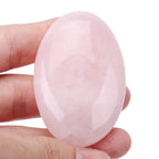 Loveliome Natural Rose Quartz Oval Polished Worry Stones, Healing Crystal Indoor Fountain Stones Massage Energy Anxiety Relief I