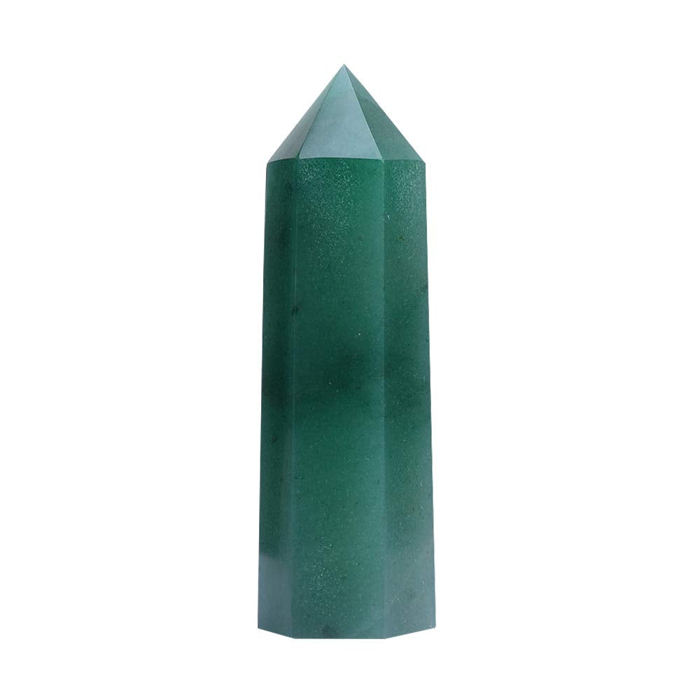 Runyangshi Green Aventurine Natural Healing Crystal Wands Height 2-2.4, 6 Faceted Prism Wand Reiki Chakra Stone, Natural Quartz