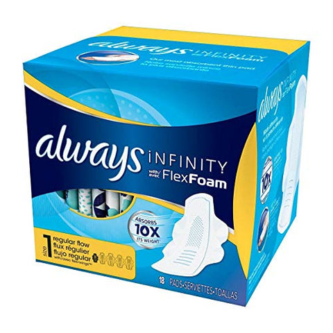 Always Pads Size 1 Infinity with Flex Foam 18 Count