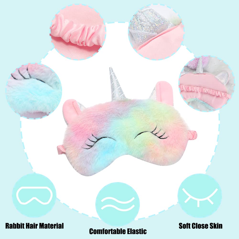 2 Pcs Cute Sleep Mask Cute Animal Sleep Mask Soft Plush Blindfold Eye Covers for Women Girls Kids