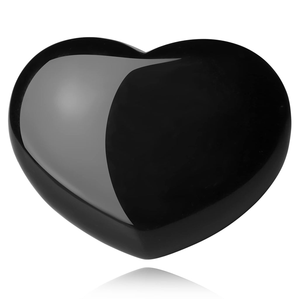 1.8'' Large Heart Crystal Stone Black Obsidian Healing Crystals Smooth Gua Sha Meditation Yoga Worry Stones Pockets Gemstone Rei