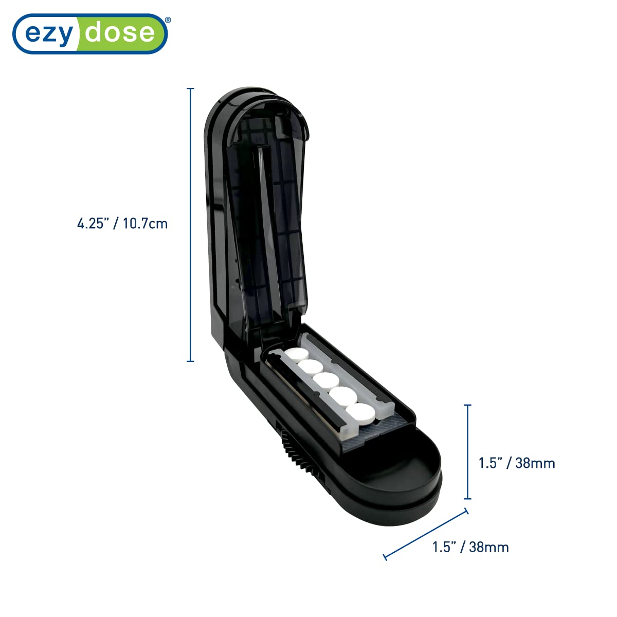 EZY DOSE Pill Cutter and Splitter with Dispenser, Cuts Pills, Vitamins, Tablets, Stainless Steel Blade, Travel Sized