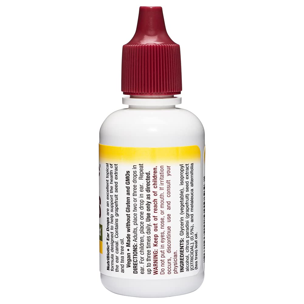 NutriBiotic - Ear Drops, 1 Fl Oz | Gentle & Soothing Ear Support with Grapefruit Seed Extract & Tea Tree Oil | Vegan | Non-Medic