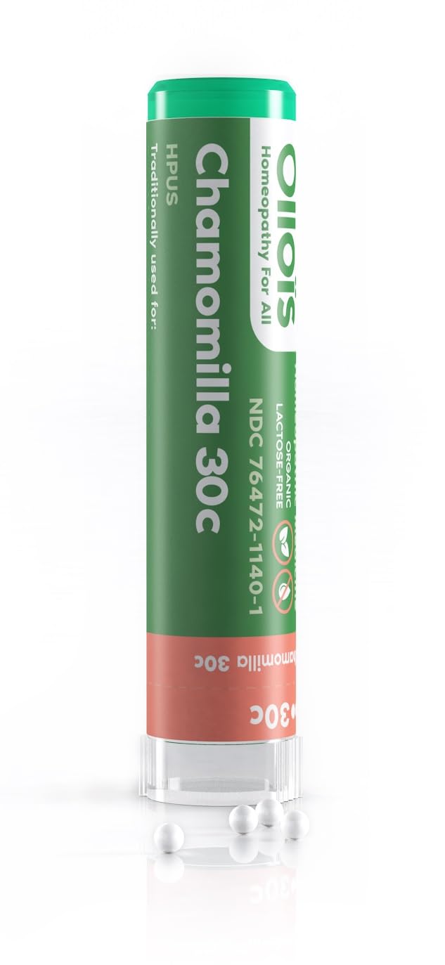 OLLOIS Chamomilla 30c Organic, Lactose-Free Homeopathic Medicine, 80 Pellets (Pack of 1)