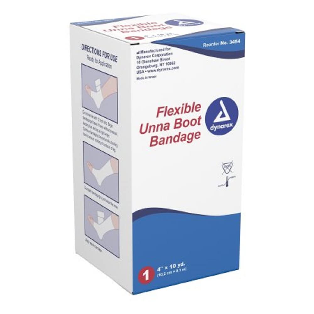 Dynarex Unna Boot Bandage, Individually Packaged, Provides Customized Compression as Treatment for Leg Ulcers with Zinc Oxide, S