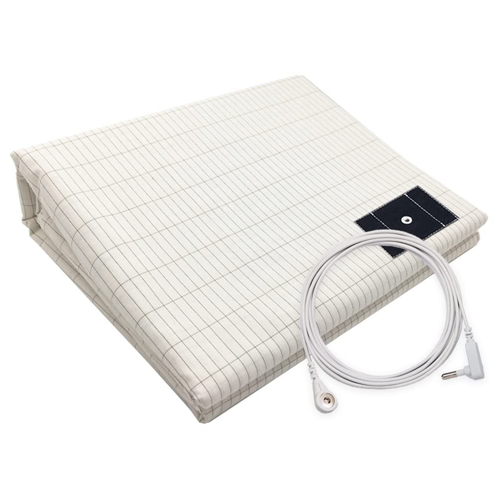 Grounding Sheets King Conductive Grounding Mat for Bed with 15ft Grounding Cord Improve Sleep Reduce Stress Natural Wellenss for
