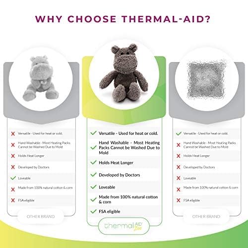Thermal-Aid Zoo Animals - Happy The Hippo - Heatable Therapeutic Stuffed Animals for Kids - Hot & Cold Therapy - Ice Pack & Heat