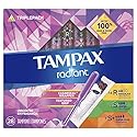 Tampax Radiant Tampons Trio Pack Regular/Super/Super Plus Absorbency, Unscented, 28 Count