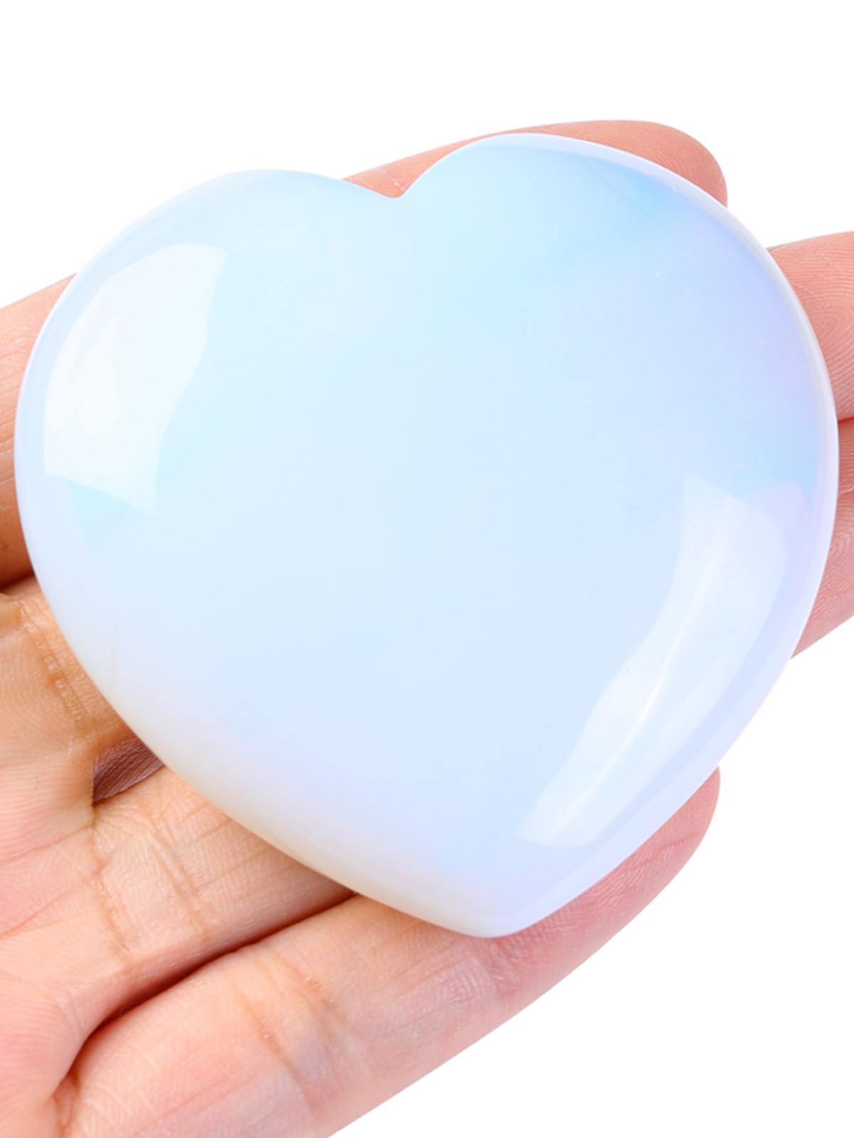 Jovivi 60mm Large Opalite Crystal Heart Healing Crystals Heart Stones Polished Pocket Love Gemstones Chakra Reiki Energy Balanci