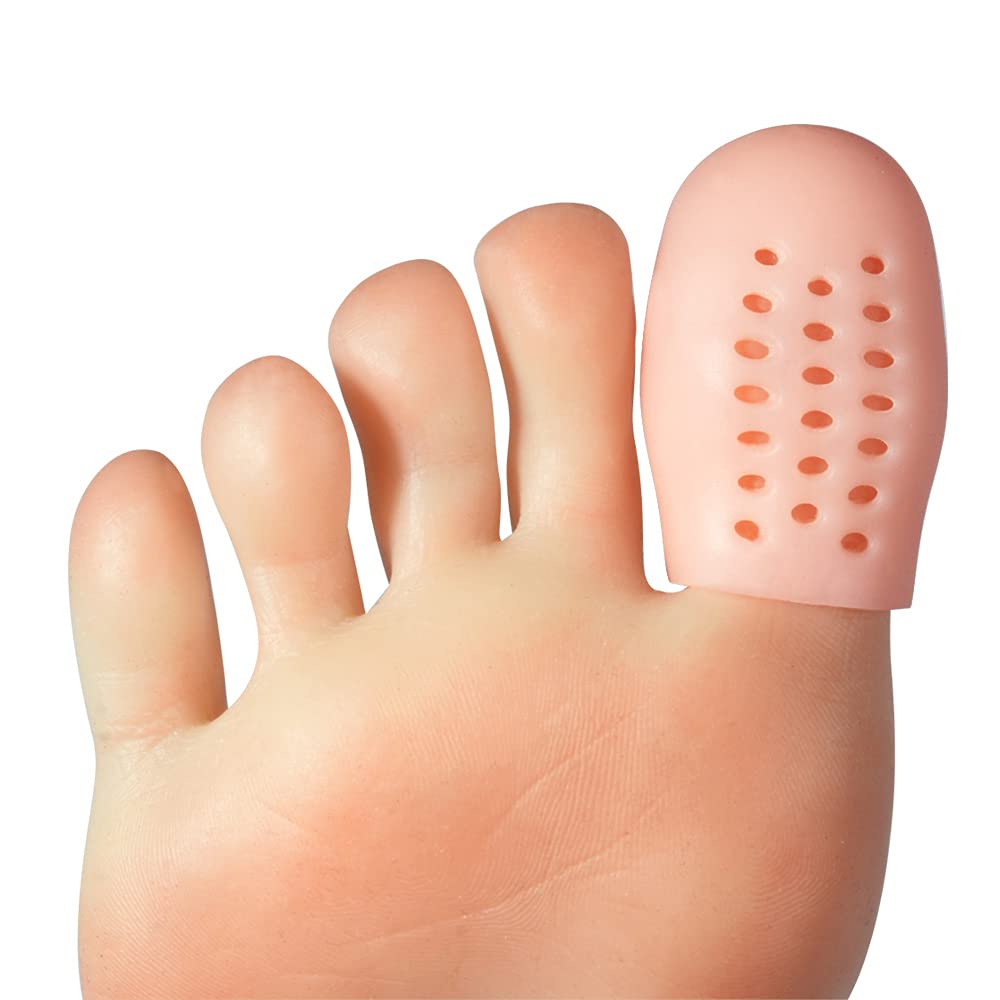 Big Toe Cap Support, Beige Breathable Toe Protector 10 Pack Toe Cover Sleeves with Holes, Provides Relief from Missing or Ingrow