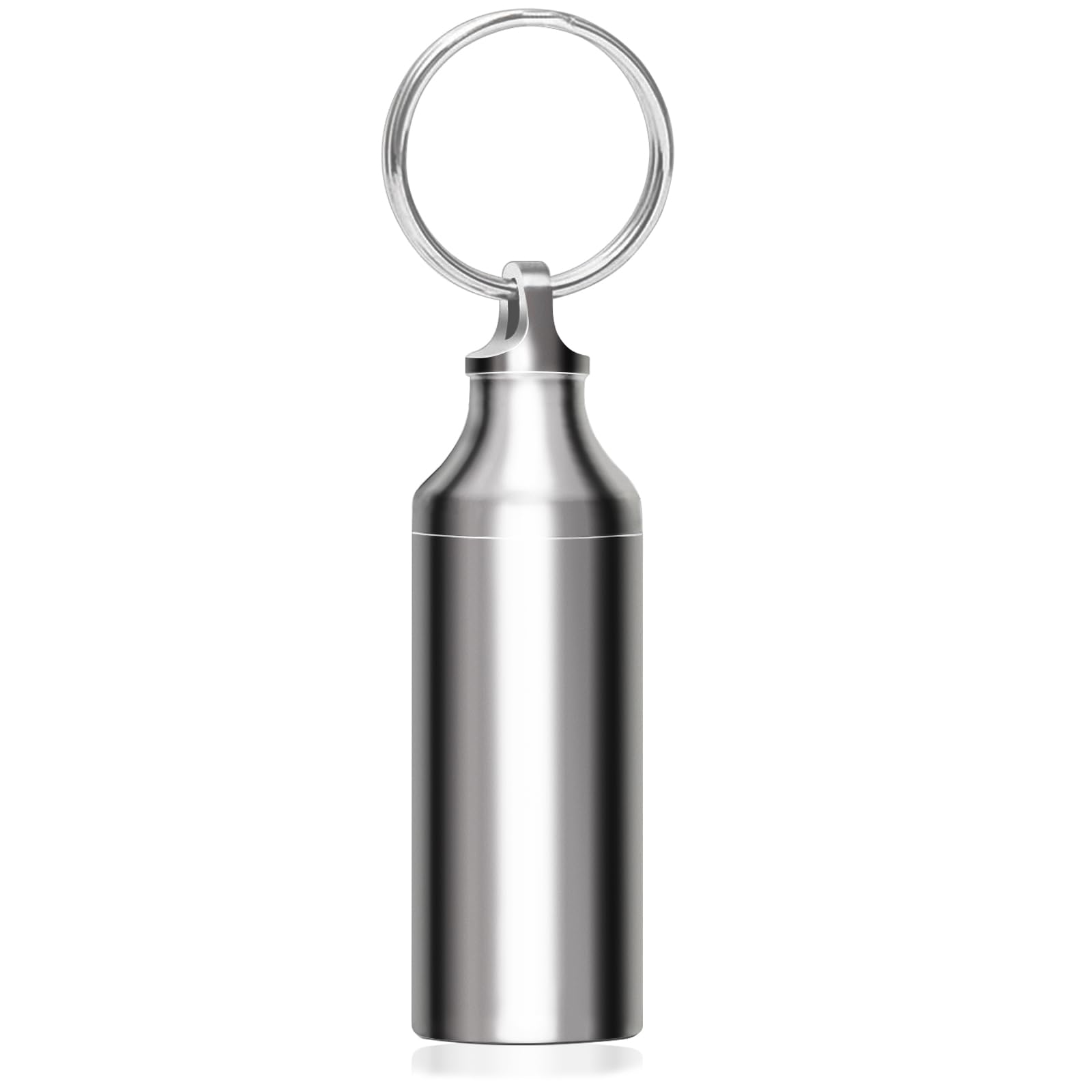 Autuveen Keychain Pill Holder Small Pill Box,Titanium Single Pill Container Pocket Pill Case for Men Women,EDC Metal Bottle for 