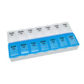 Amazon Basic Care (7-Day) AM/PM Pill Organizer, Vitamin Case, And Medicine Box, Large Compartments, 2 Times a Day, Blue and Clea