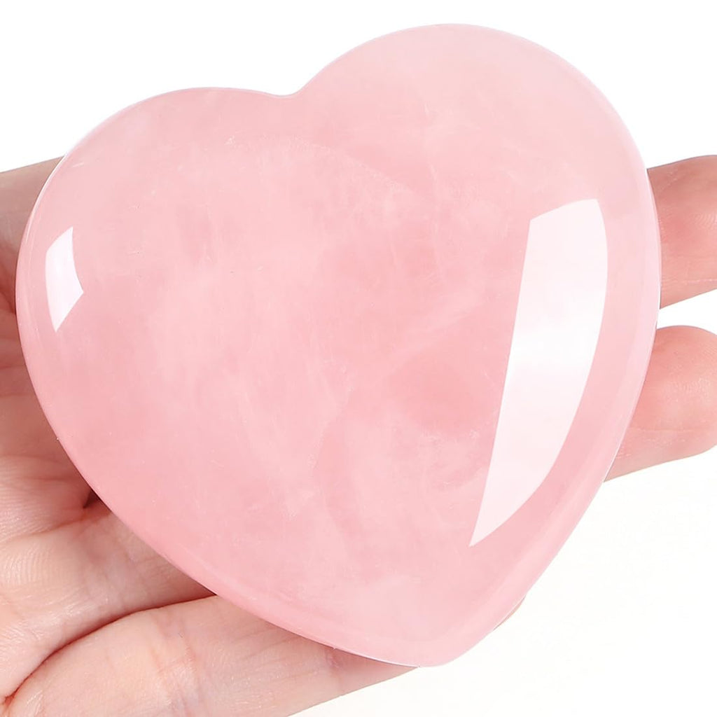 MAIBAOTA 60 mm Rose Quartz Crystals Heart Stone Valentines Day Gifts for Her Women Crystal Gifts for Women Natural Reiki Gemston