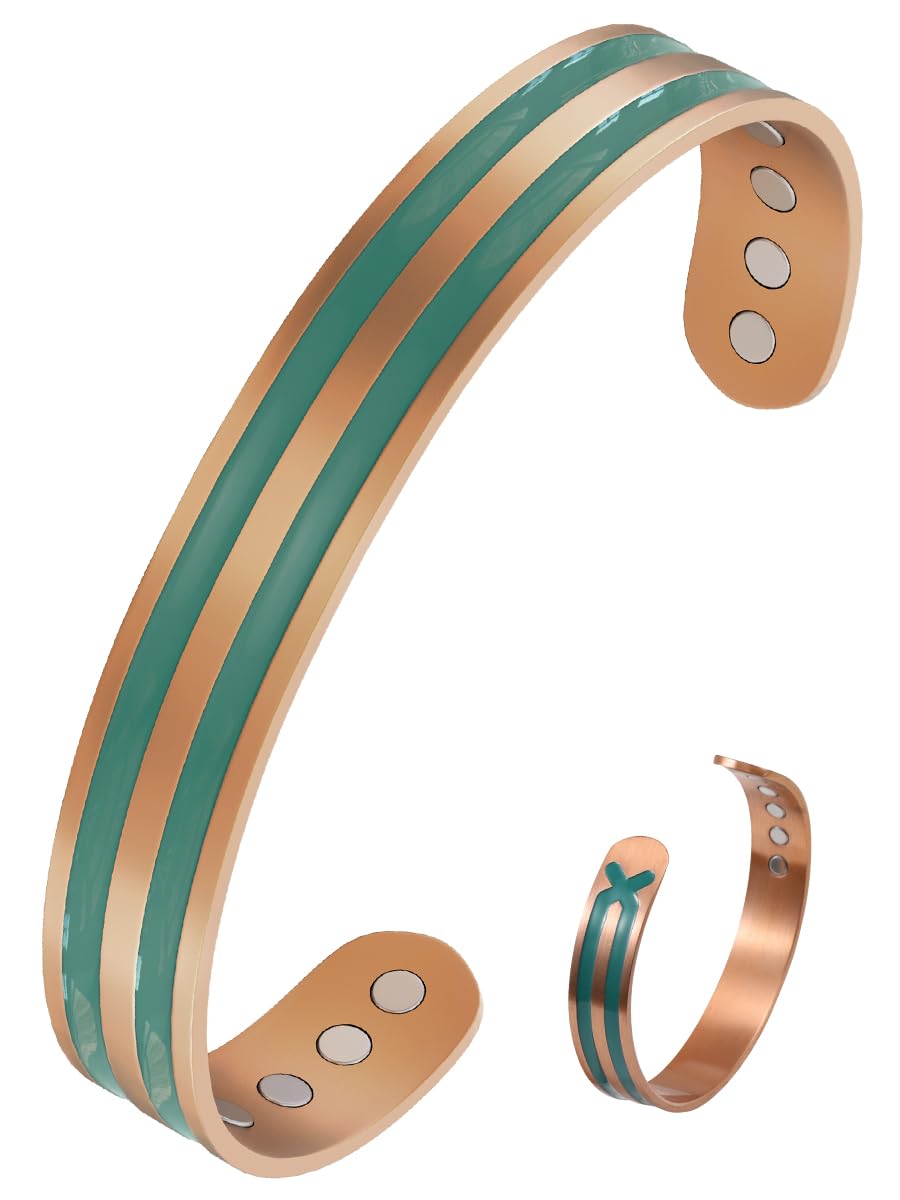 Jecanori Copper Magnetic Bracelets for Women, 99.99% Pure Copper Double Line Cross Bracelet