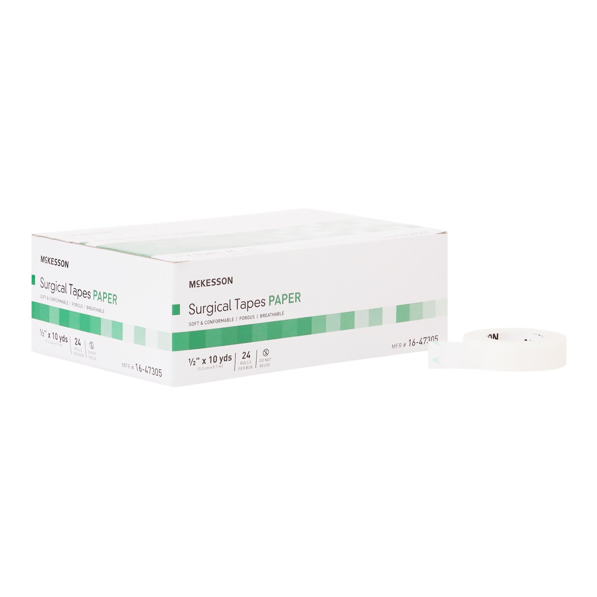 McKesson Surgical Tape, Non-Sterile, Air Permeable Paper, 1/2 in x 10 yd, 288 Count