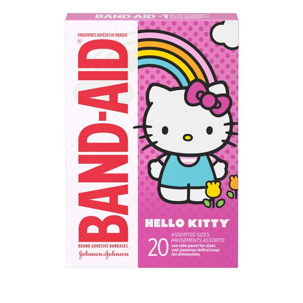 Band-Aid Brand Adhesive Bandages for Minor Cuts and Scrapes, Featuring Hello Kitty for Kids, Assorted Sizes 20 ct (Pack of 24)