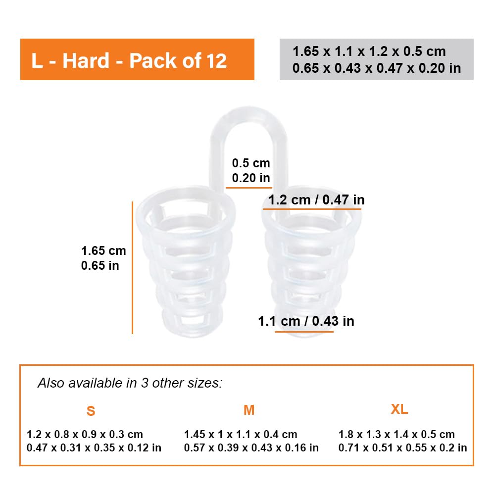 Nose Vent Sinus Relief Dilator (Pack of 12 Large Size) Hard Silicone Vents - A Simple Solution for Nasal Snorers - Reusable Snor