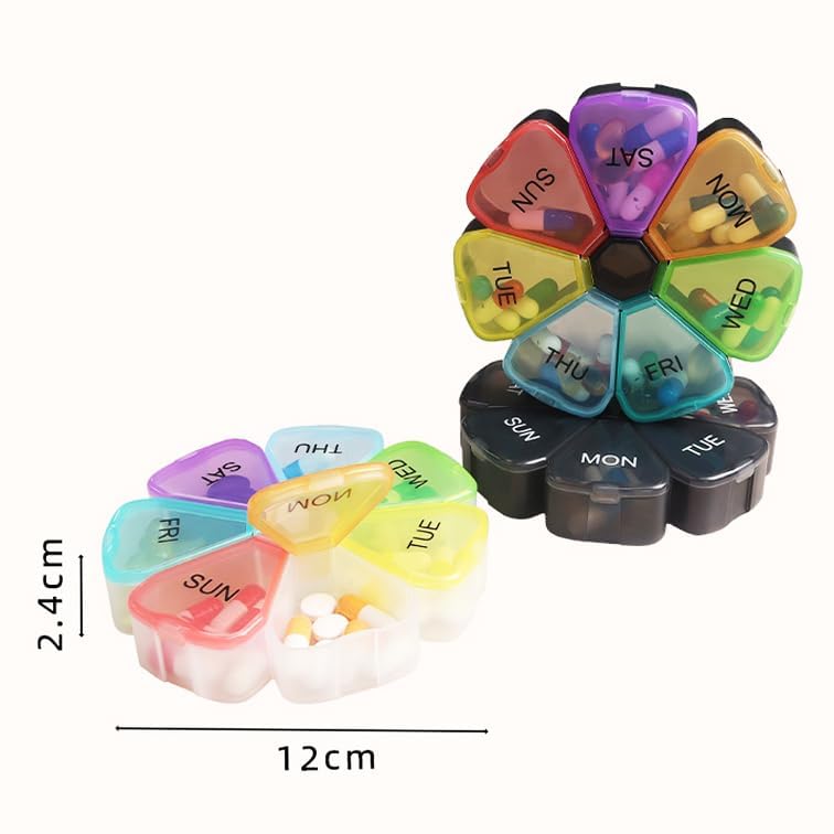 Wopanxye Weekly Pill Organizer, Travel Size 7 Day Pill Box Case with Spring Open Design, Portable Daily Large Compartment Meds C