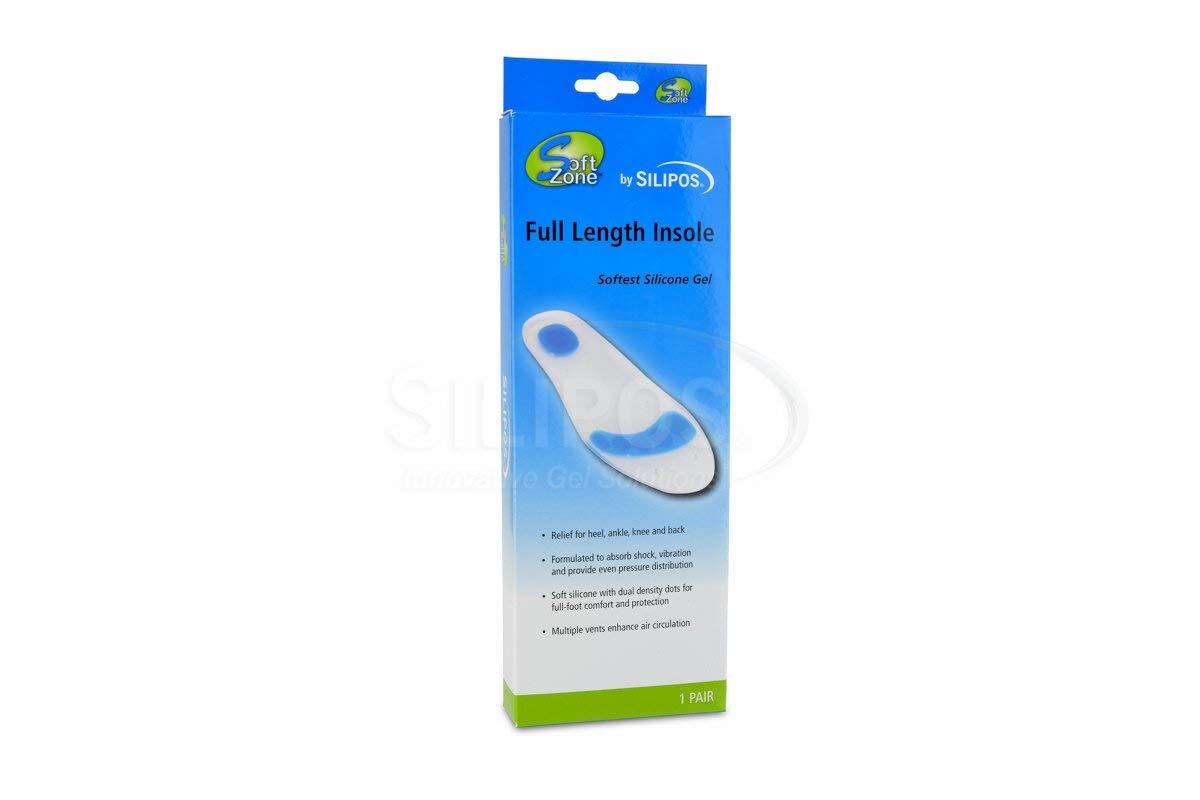Silipos SoftZone 4013 Full Length Foot Insole - Small, Latex-Free, Hypoallergenic Multi-Density Silicone Foot Cushion
