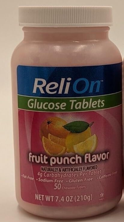 Relion Glucose Tablets - Fruit Punch Flavor - 50 counts
