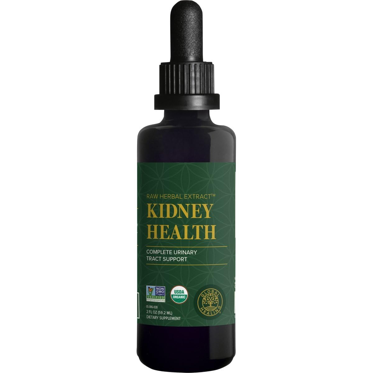 Global Healing USDA Organic Kidney Health with Cranberry & Hydrangea - Kidney Cleanse Liquid Supplement & Stones Dissolver for U