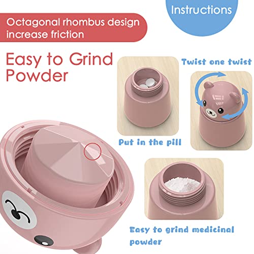 2 Pack Pill Crusher and Cutter, Pill Grinder for Vitamins Tablets with Cleaning Brush and Durable Pill Cutter (Pink)
