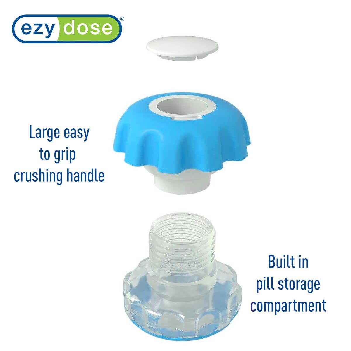 EZY DOSE Pill Crusher, Vitamins, Tablets Crusher and Grinder, Effortlessly Crushes Medications into Fine Powder, Features Storag