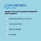 Puregen Labs Nasal Decongestant PE 100 Tablets | Phenylephrine HCl 10 mg Tablets | Maximum Strength | Non Drowsy Nasal & Sinus C