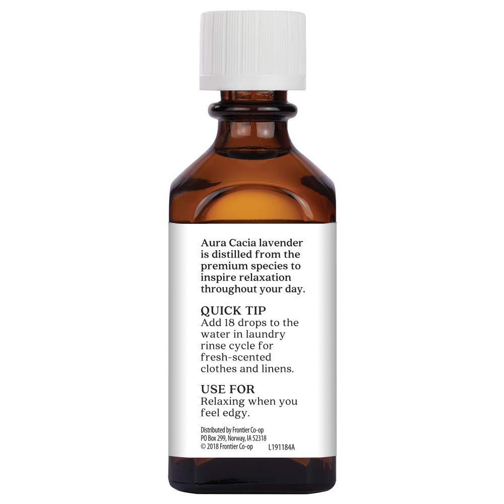 Aura Cacia 100% Pure Lavender Essential Oil | GC/MS Tested for Purity | 60 ml (2 fl. oz.) | Lavandula angustifolia