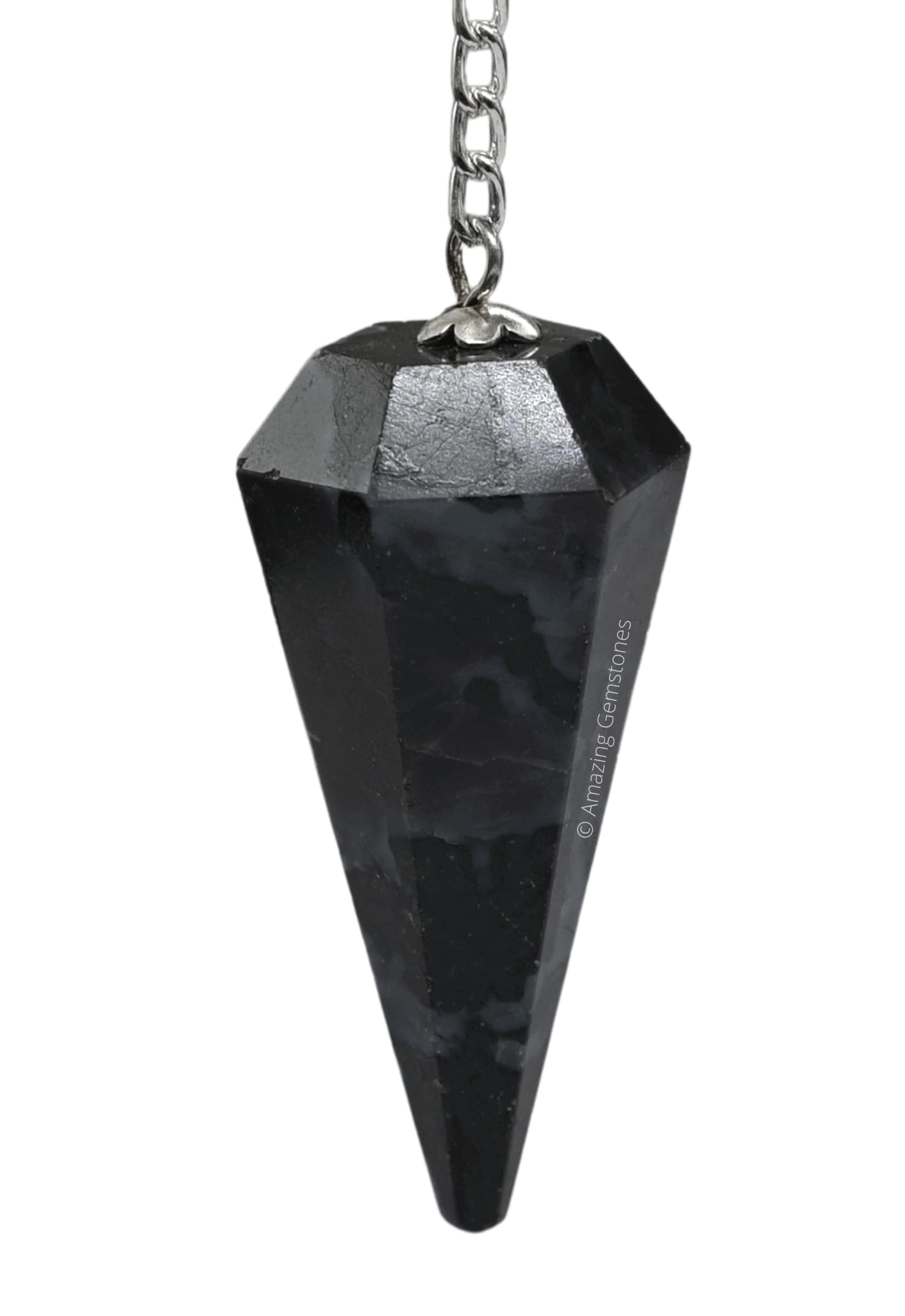 Indigo Gabbro Crystal Pendulum for Divination - Dowsing Pendulum with Chain and Crystal Ball for Reiki Healing and Crystal Grid 