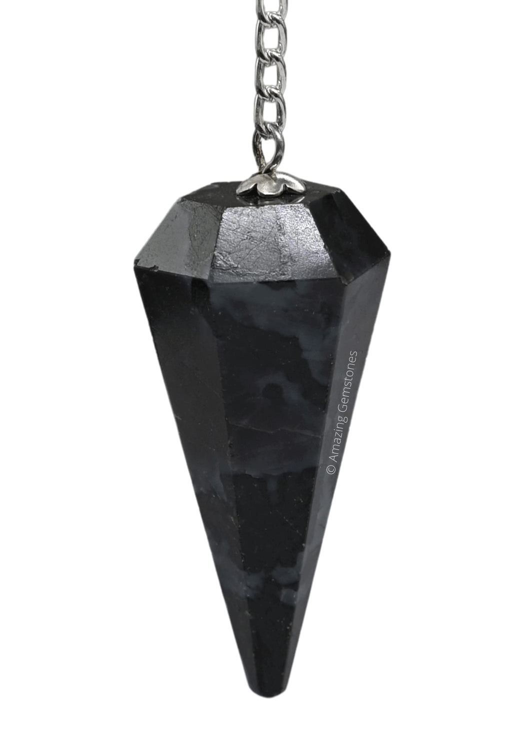 Indigo Gabbro Crystal Pendulum for Divination - Dowsing Pendulum with Chain and Crystal Ball for Reiki Healing and Crystal Grid 
