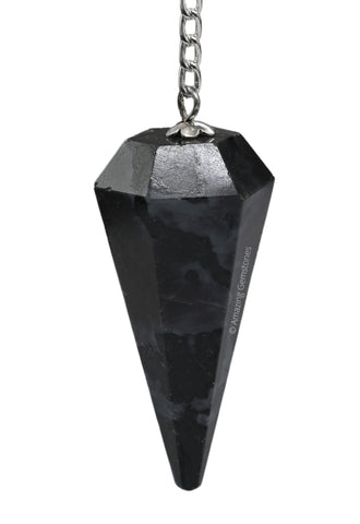 Indigo Gabbro Crystal Pendulum for Divination - Dowsing Pendulum with Chain and Crystal Ball for Reiki Healing and Crystal Grid 