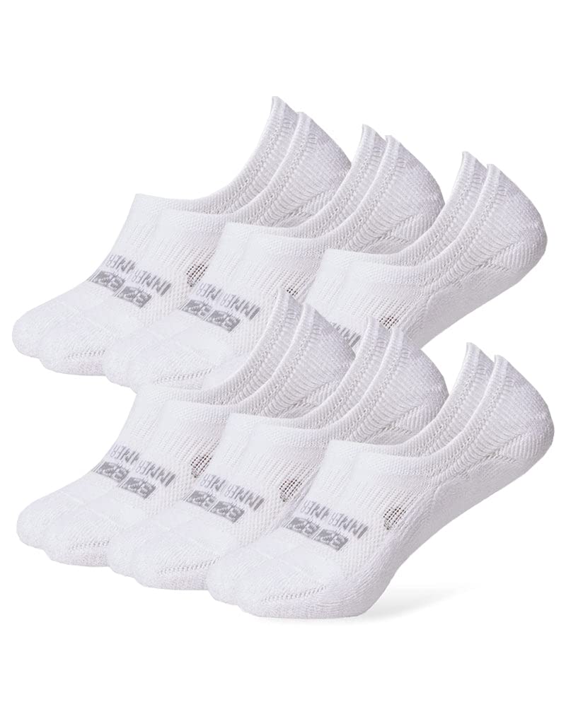32 DEGREEES Women's 6 Pack Comfort No Show Socks | Anti-Odor | Heel Grips | Arch Support | Active | Casual | Work, White, Large