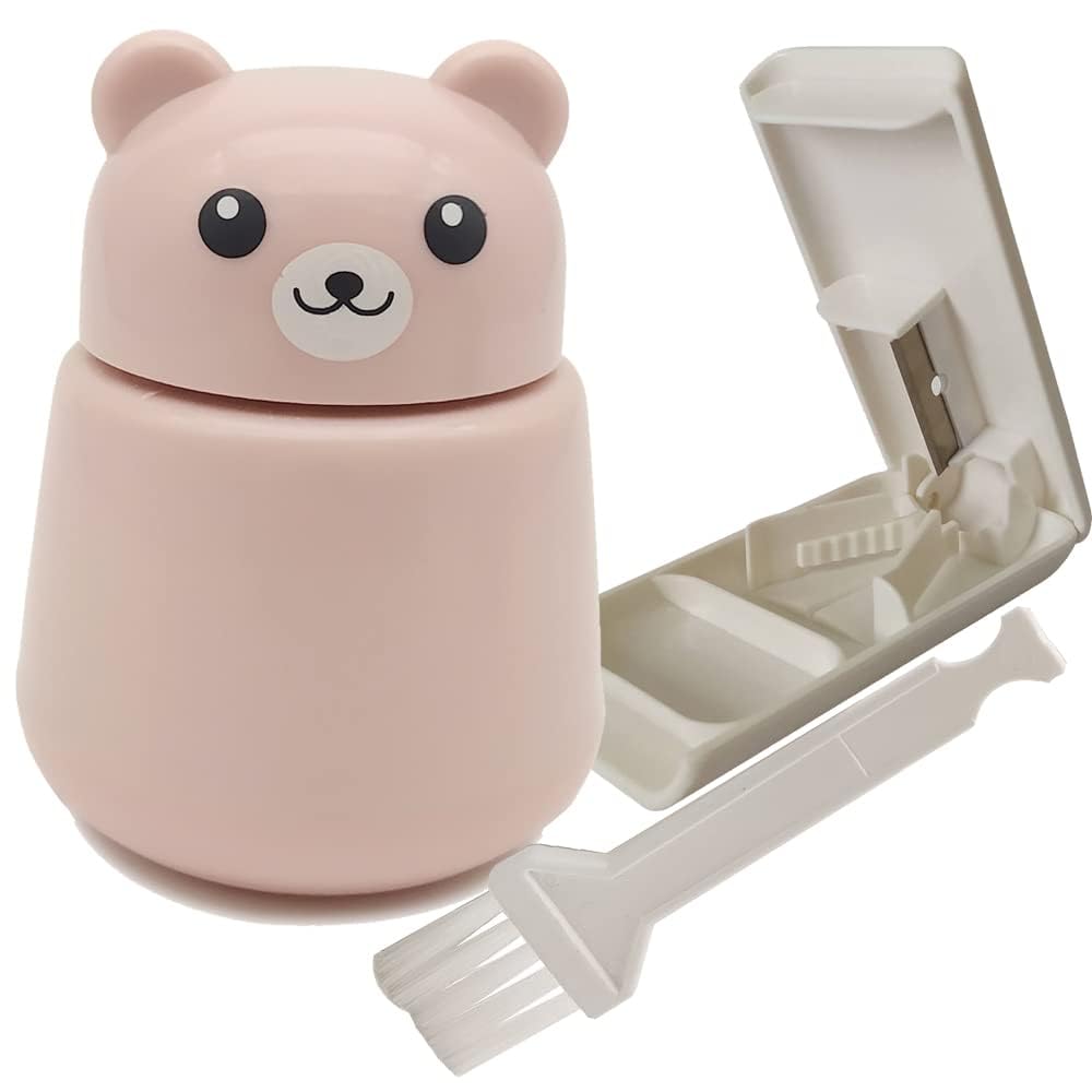 CoaGu Bear Pill Crusher & Splitter Kit - BPA-Free Combo for Pills/Tablets, FDA-Compliant Fine Powder, Nursing Home & Travel